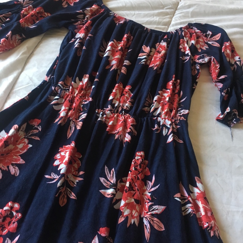 Blue and Red Floral Dress